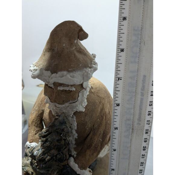 VTG Primitive Clay Santa Claus Entering A Chimney Statue 9" Tall - Picture 11 of 11